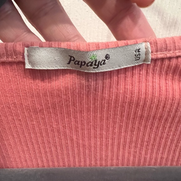 Women's Papaya Pink Tie-Front Top - Picture 3 of 5